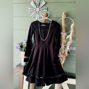 LuLu⭐️ Brand Long Sleeve Skater Dress Black and Mesh